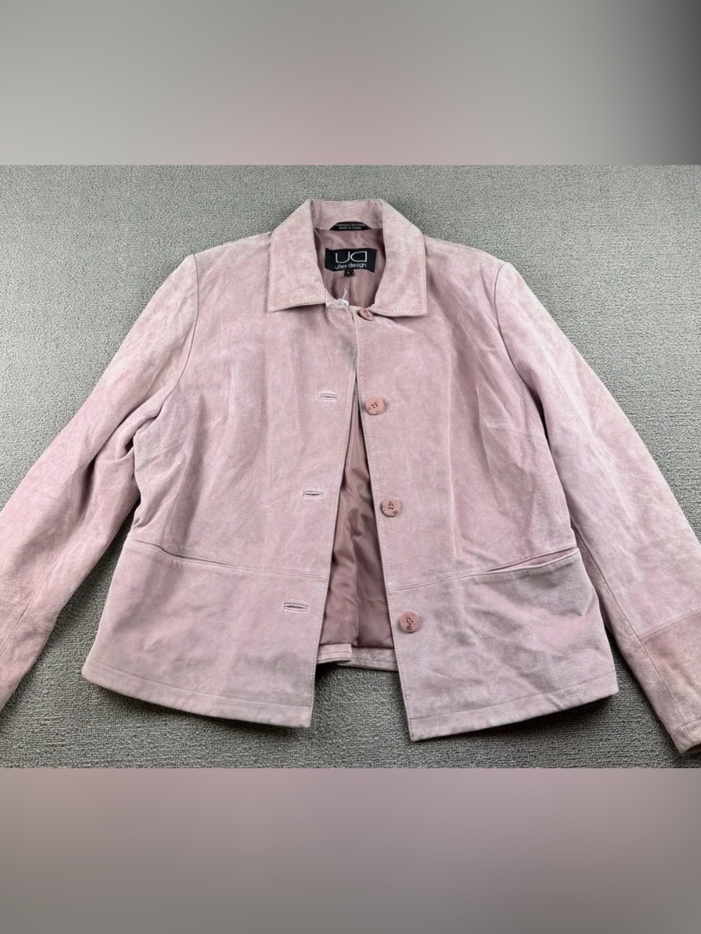 Women's Dusty Pink Suede Button-Front Jacket